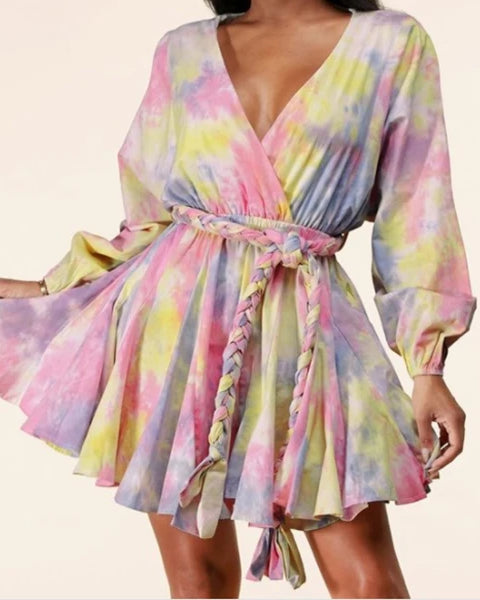 Women's Pink Tie-Dye Mini Dress